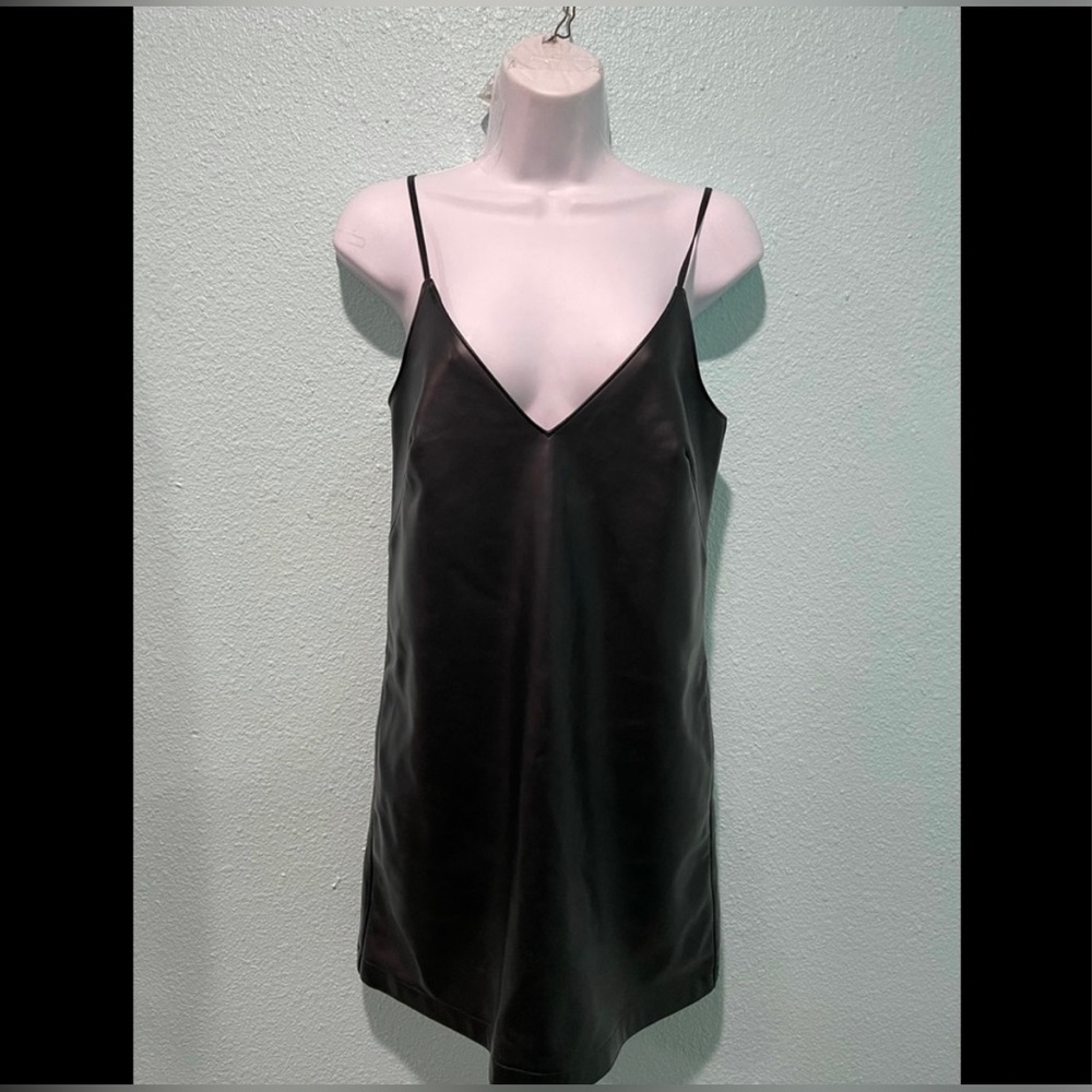 Aritzia Talula faux leather slip mini dress